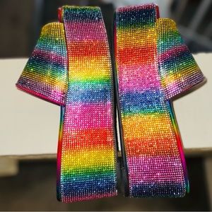 Rainbow Rhinestone platform sandals